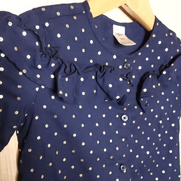 Osh Kosh Girls Navy Blue Metallic Gold Polka-dot Tunic 4-5 - Picture 3 of 5